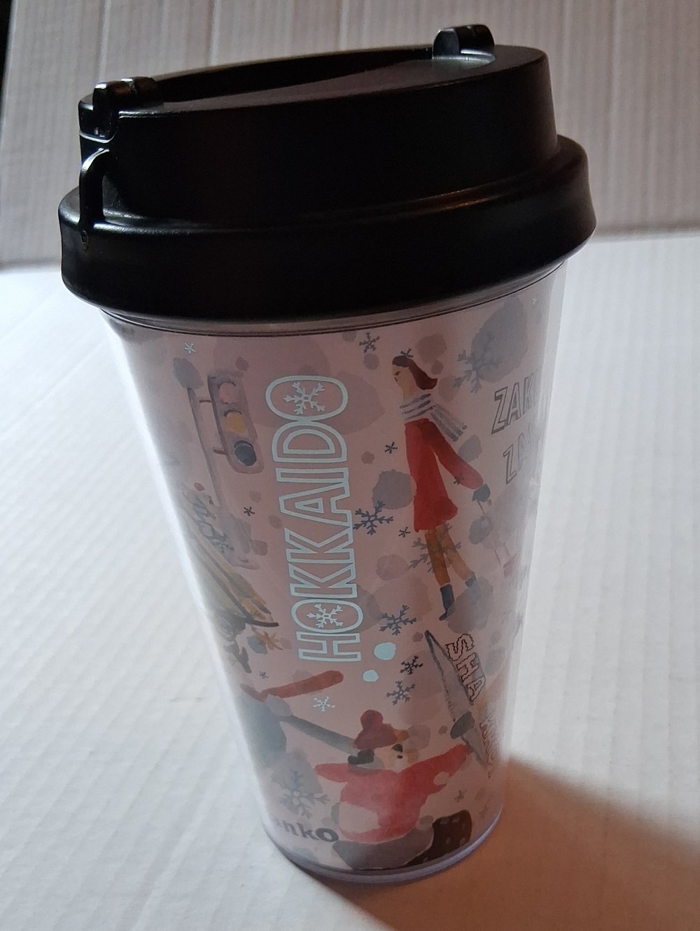 Winter Travel Tumbler with Black Lid